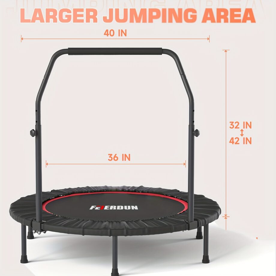 40"/48" Mini Trampoline Rebounder Trampoline Indoor Outdoor Fitness Foldable With Adjustable Handle Bar