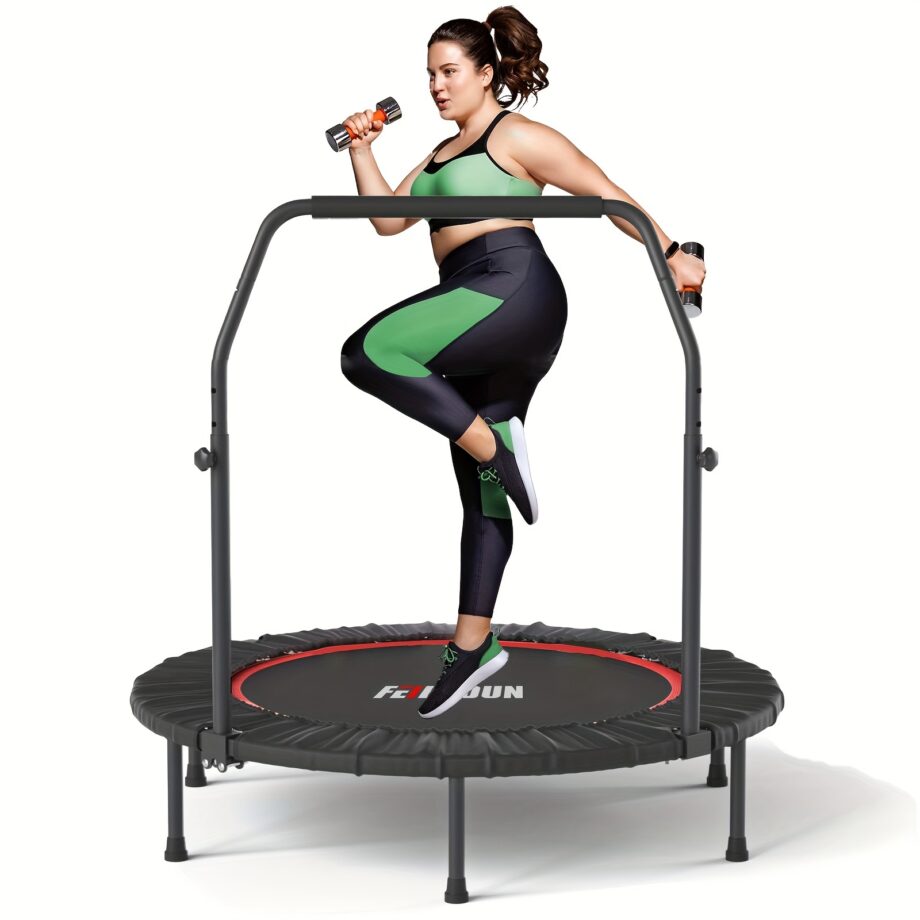 40"/48" Mini Trampoline Rebounder Trampoline Indoor Outdoor Fitness Foldable With Adjustable Handle Bar